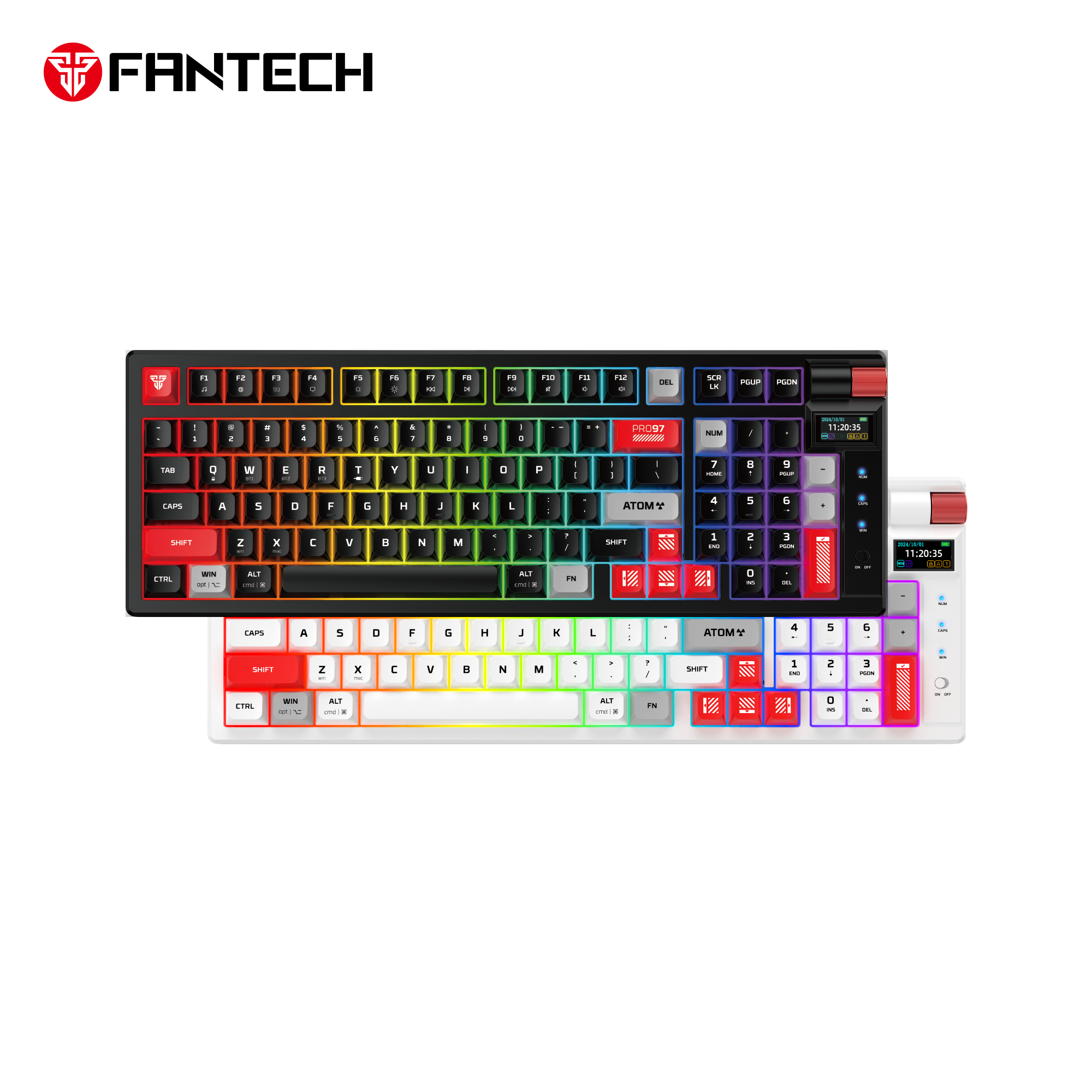 Fantech Atom Pro97 keyboard, two colors, black and white. Fantech Atom Pro97 keyboard, two colors, black and white.